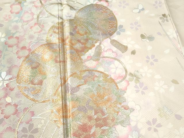 平和屋着物●豪華振袖　鼓舞桜文　暈し染め　金銀彩　やまと誂製　正絹　逸品　CABG0894yc