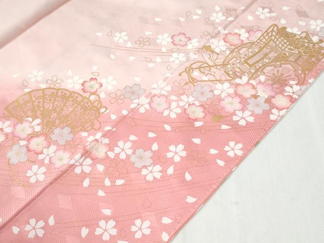 平和屋着物●豪華振袖　鼓舞桜文　暈し染め　金銀彩　やまと誂製　正絹　逸品　CABG0894yc
