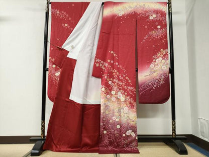 平和屋着物●豪華振袖　絞り　舞花文　暈し染め　金通し地　正絹　逸品　CABG0898yc