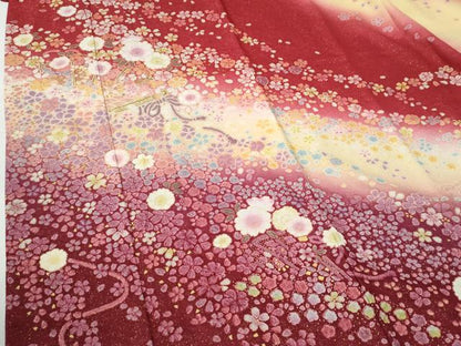 平和屋着物●豪華振袖　絞り　舞花文　暈し染め　金通し地　正絹　逸品　CABG0898yc