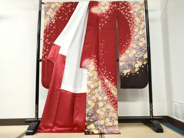 平和屋着物●豪華振袖　辻が花　絞り　暈し染め　金通し地　正絹　逸品　CABG0902yc