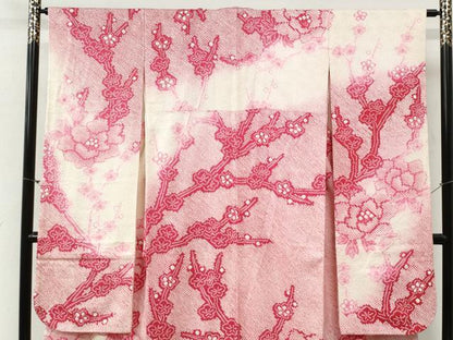 平和屋着物●豪華振袖　総絞り　牡丹枝梅文　暈し染め　正絹　逸品　CABG0904yc