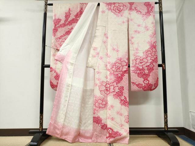 平和屋着物●豪華振袖　総絞り　牡丹枝梅文　暈し染め　正絹　逸品　CABG0904yc