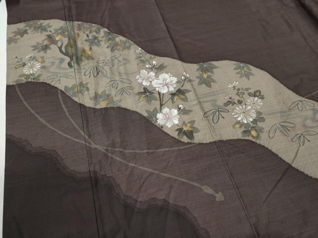 平和屋着物●訪問着　本場大島紬　竜田川花文　金彩　正絹　逸品　CABG0905yc