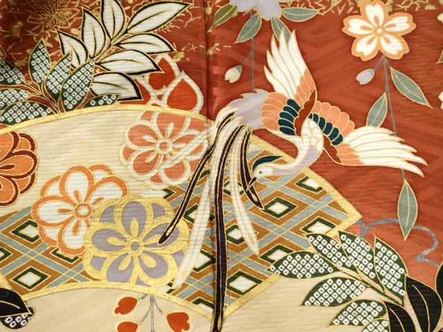 平和屋着物●豪華振袖　駒刺繍　鳳凰地紙草花丸文　暈し染め　金彩　正絹　逸品　CABG0907yc