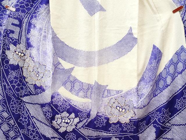 平和屋着物●豪華振袖　総絞り　駒刺繍　束ね熨斗吉祥牡丹花文　暈し染め　正絹　逸品　未使用　CABG0910yc