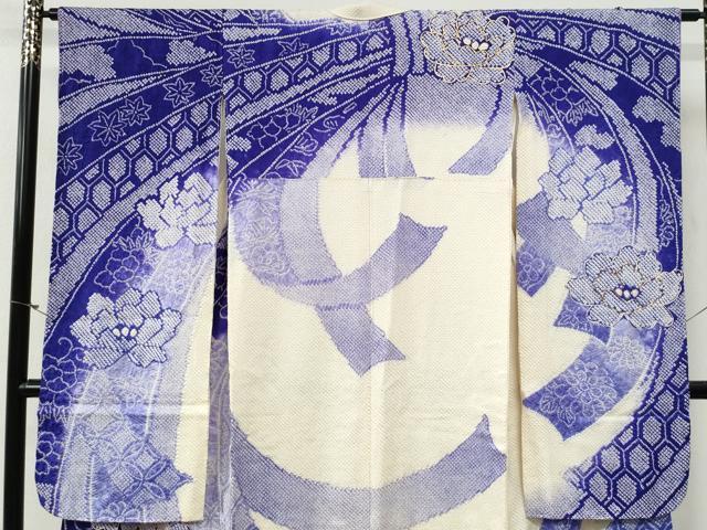 平和屋着物●豪華振袖　総絞り　駒刺繍　束ね熨斗吉祥牡丹花文　暈し染め　正絹　逸品　未使用　CABG0910yc