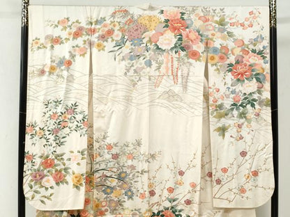 平和屋着物●豪華振袖　立波牡丹花文　暈し染め　金彩　正絹　逸品　CABG0911yc