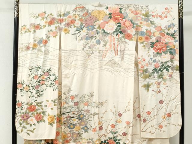 平和屋着物●豪華振袖　立波牡丹花文　暈し染め　金彩　正絹　逸品　CABG0911yc