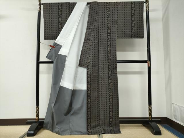 平和屋着物●本場大島紬　9マルキ　吉祥草花間道　ロング丈　正絹　逸品　未使用　CABG0914yc