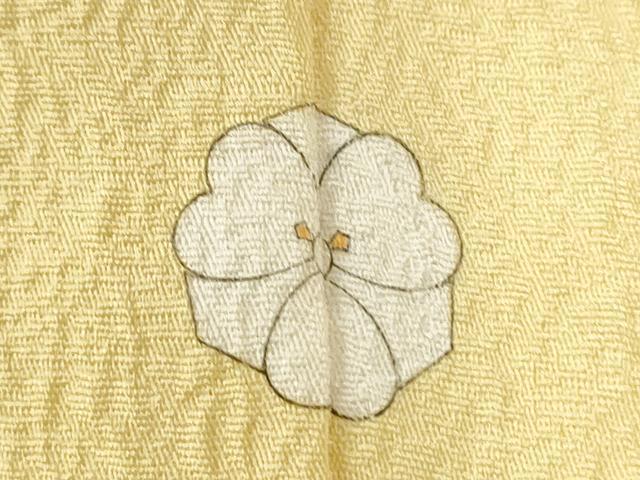 平和屋着物●上質な色無地　菊地紋　淡黄色　反端付き　正絹　逸品　CABG0916yc