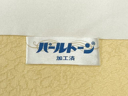 平和屋着物●上質な色無地　菊地紋　淡黄色　反端付き　正絹　逸品　CABG0916yc