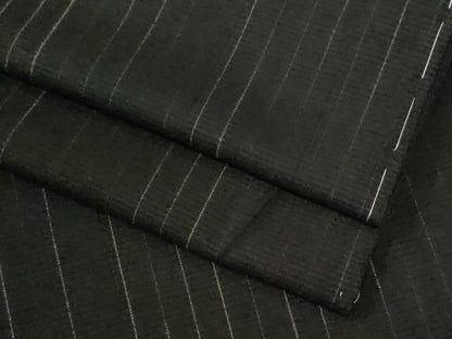 平和屋着物●上質な紬　縞　黒地　正絹　逸品　未使用　CABG0917yc