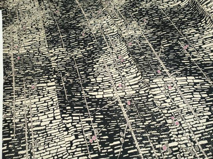 平和屋着物●上質な小紋　枝蕾　黒地　正絹　逸品　CABG0918yc