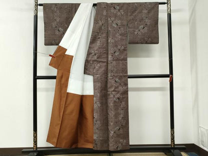 平和屋着物●本場大島紬　7マルキ　枝花文　正絹　逸品　CABG0919yc
