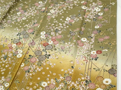 平和屋着物●訪問着　草花文　暈し染め　金彩　正絹　逸品　未使用　CABG0921yc