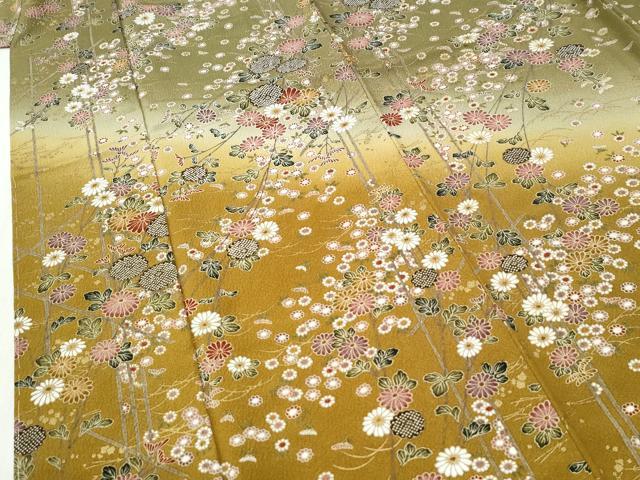 平和屋着物●訪問着　草花文　暈し染め　金彩　正絹　逸品　未使用　CABG0921yc