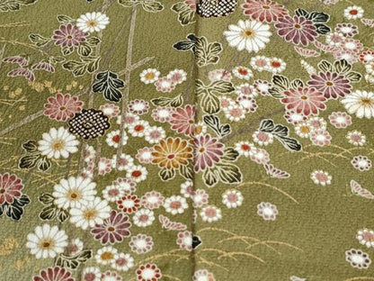 平和屋着物●訪問着　草花文　暈し染め　金彩　正絹　逸品　未使用　CABG0921yc