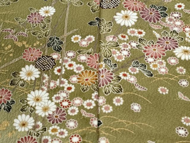 平和屋着物●訪問着　草花文　暈し染め　金彩　正絹　逸品　未使用　CABG0921yc