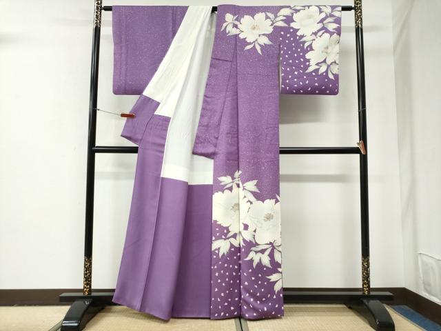 平和屋着物●訪問着　刺繍　利久織　牡丹　金彩　反端付き　正絹　逸品　CABG0923yc