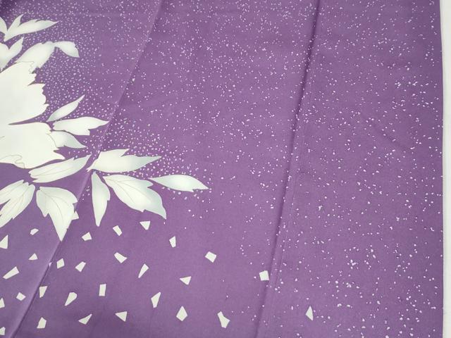 平和屋着物●訪問着　刺繍　利久織　牡丹　金彩　反端付き　正絹　逸品　CABG0923yc