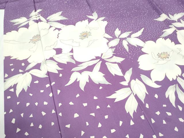 平和屋着物●訪問着　刺繍　利久織　牡丹　金彩　反端付き　正絹　逸品　CABG0923yc