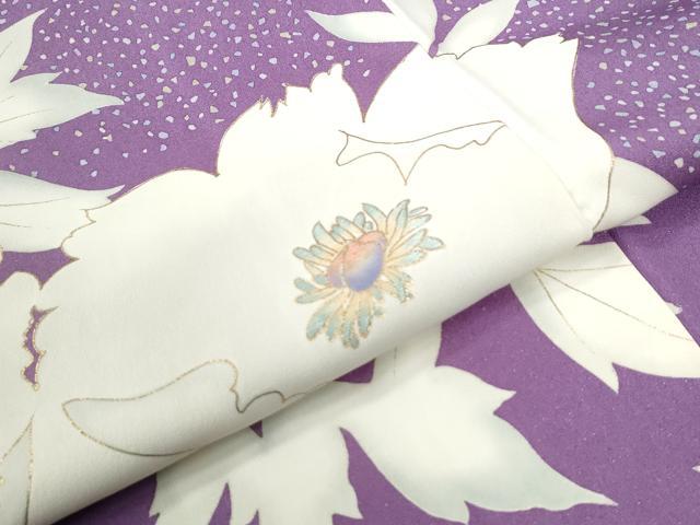 平和屋着物●訪問着　刺繍　利久織　牡丹　金彩　反端付き　正絹　逸品　CABG0923yc