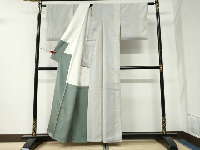 平和屋着物●本塩沢　110亀甲　縞　正絹　逸品　CABG0926yc