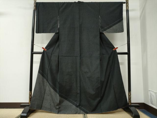平和屋着物●訪問着　髭紬　吉祥文　黒地　正絹　逸品　未使用　CABG0930yc