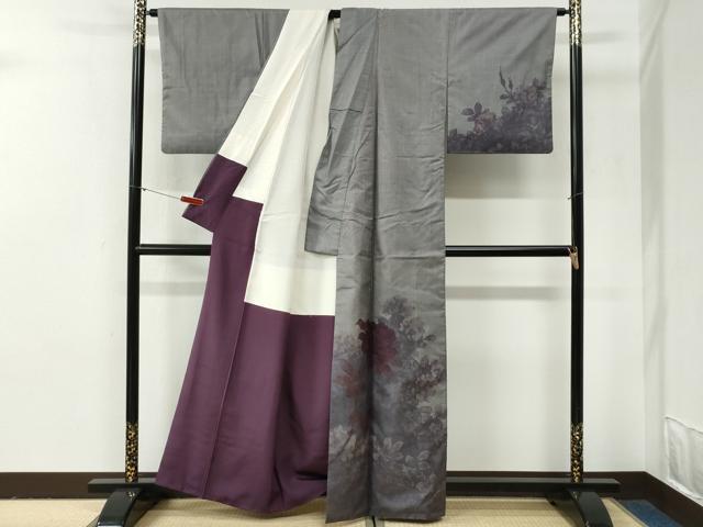 平和屋着物●訪問着　本場大島紬　7マルキ　牡丹花文　正絹　逸品　未使用　CABG0931yc