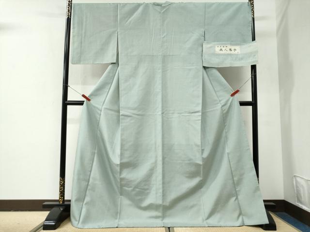 平和屋着物●本真綿紬　美人格子　証紙付き　ロング丈　正絹　逸品　CABG0940yc