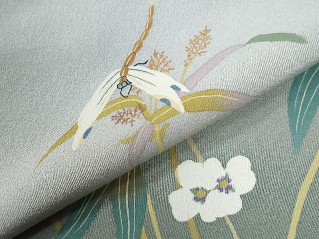 平和屋着物●二代目清次郎　手描き　訪問着　杜若　トンボ　暈し染め　正絹　逸品　未使用　CABG0946yc