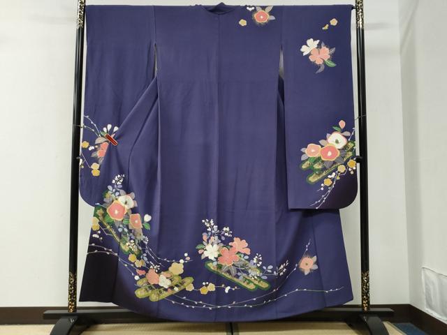 平和屋着物●豪華振袖　駒刺繍　花筏文　暈し染め　金彩　正絹　逸品　CABG0948yc
