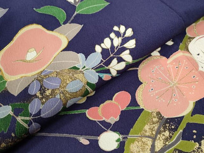 平和屋着物●豪華振袖　駒刺繍　花筏文　暈し染め　金彩　正絹　逸品　CABG0948yc