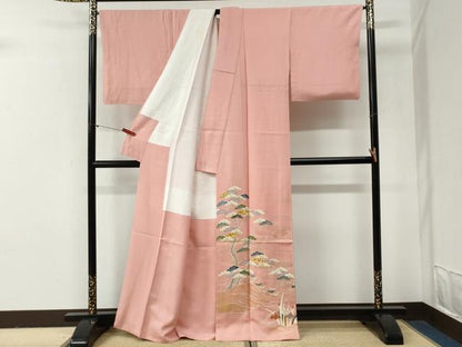 平和屋着物●豪華色留袖　駒刺繍　浜松籬草花文　金彩　正絹　逸品　CABG0950yc