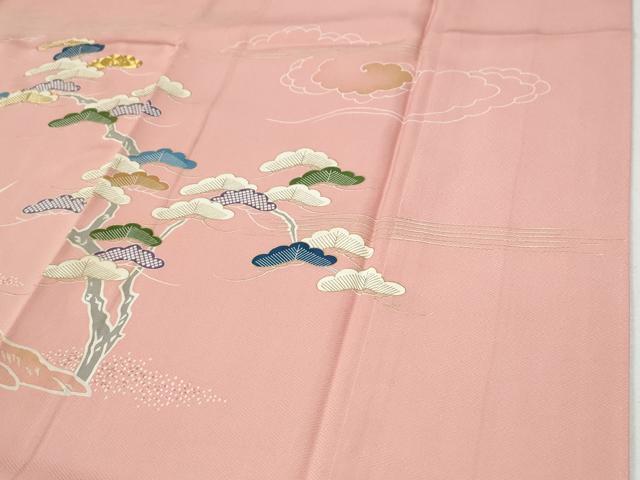 平和屋着物●豪華色留袖　駒刺繍　浜松籬草花文　金彩　正絹　逸品　CABG0950yc