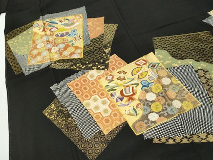 平和屋着物●豪華黒留袖　駒刺繍　色紙重ね宝尽くし吉祥花唐草文　金彩　正絹　逸品　CABG0952yc