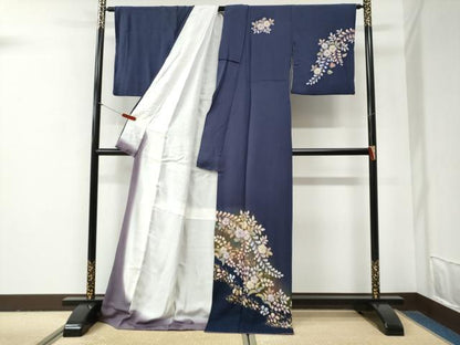 平和屋着物●越後十日町の一流染匠　桐屋・翠山工房　訪問着　辻が花　金彩　ロング丈　正絹　逸品　CABG0953yc
