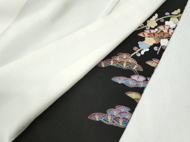 平和屋着物●豪華黒留袖　友禅　飛鶴枝松文　正絹　逸品　CABG0959yc