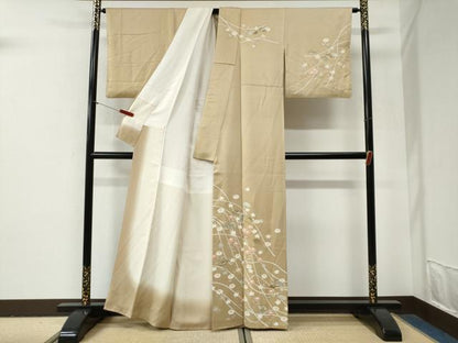 平和屋着物●訪問着　地紙枝花文　金銀彩　正絹　逸品　CABG0961yc