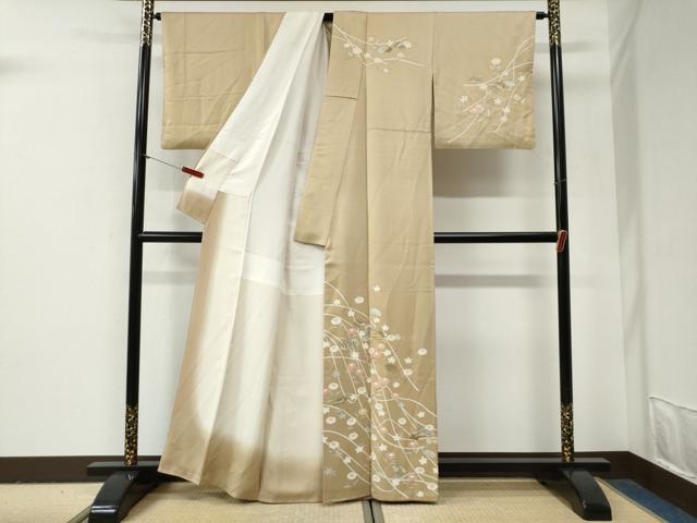 平和屋着物●訪問着　地紙枝花文　金銀彩　正絹　逸品　CABG0961yc