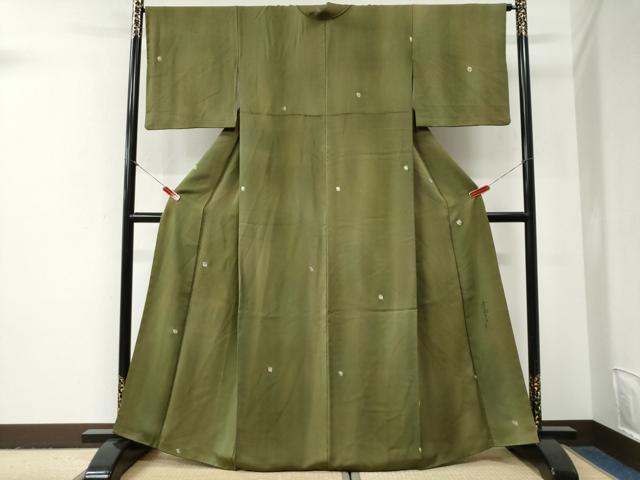 平和屋着物●染色作家　斉藤三才　小紋　舞花文　暈し染め　金彩　正絹　逸品　CABG0963yc