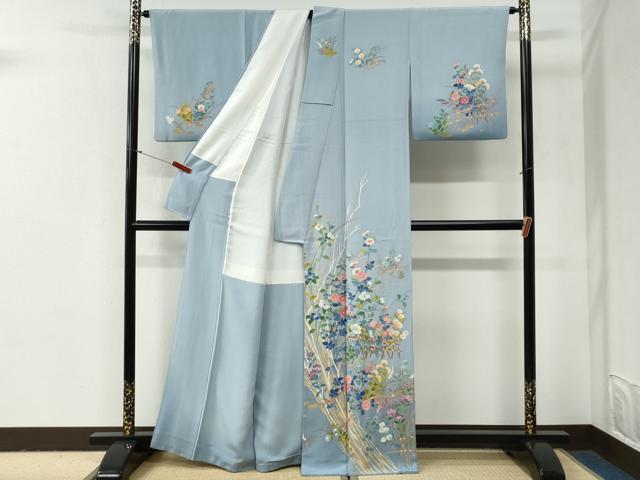 平和屋着物●加賀友禅作家　橋正治　訪問着　籬枝花文　暈し染め　色紙重付き　正絹　逸品　CABG0967yc