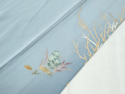 平和屋着物●加賀友禅作家　橋正治　訪問着　籬枝花文　暈し染め　色紙重付き　正絹　逸品　CABG0967yc