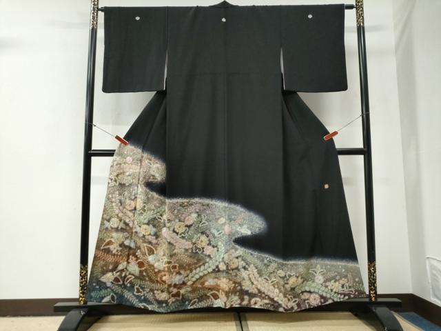 平和屋着物●豪華黒留袖　作家物　辻が花　暈し染め　正絹　逸品　CABG0974yc