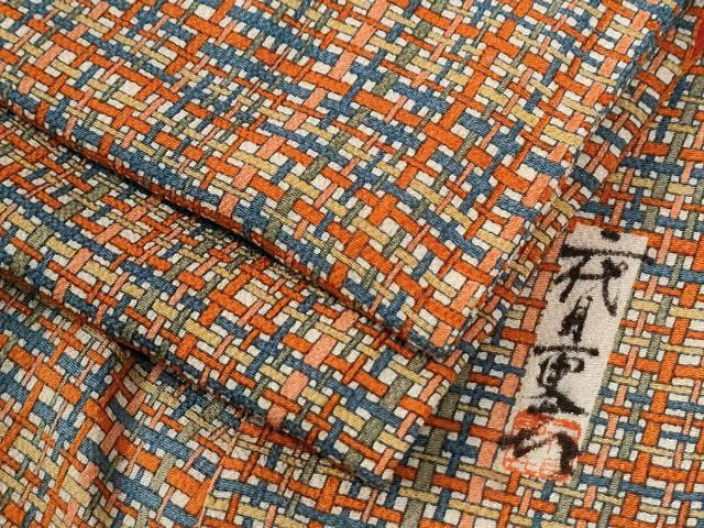 平和屋着物●上質な小紋　作家物　格子　鬼しぼ縮緬　正絹　逸品　CABG0975yc