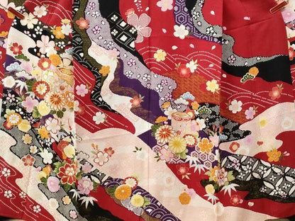 平和屋着物●豪華振袖　駒刺繍　貝桶松竹梅花文　金通し地　正絹　逸品　CABG0978yc