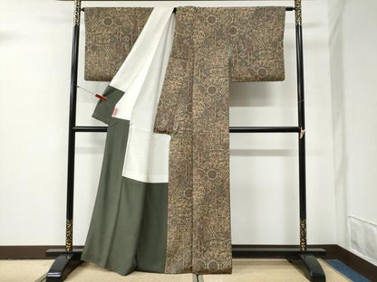 平和屋着物●上質な小紋　エジプト壁画花唐草文　正絹　逸品　CABG0991yc