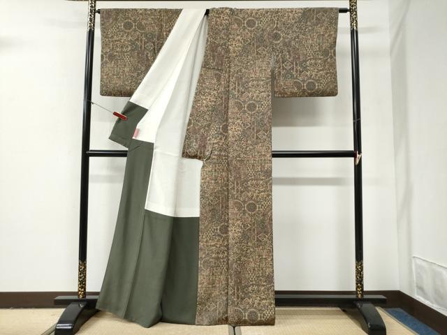 平和屋着物●上質な小紋　エジプト壁画花唐草文　正絹　逸品　CABG0991yc