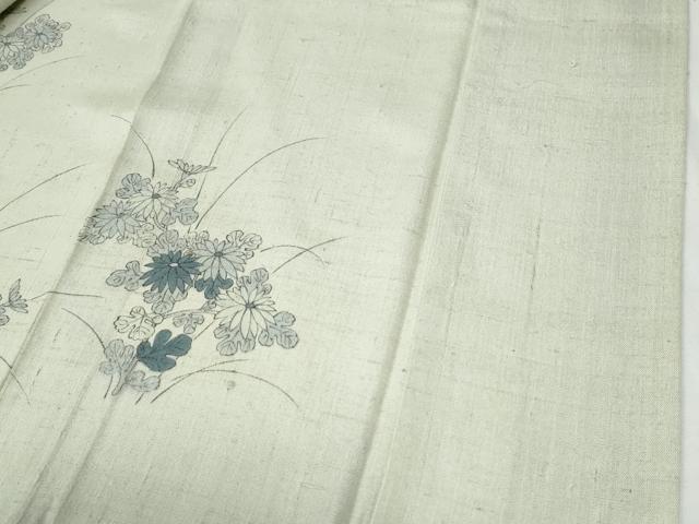 平和屋着物●訪問着　紬地　手描き　人物草花文　正絹　逸品　CABG0995yc